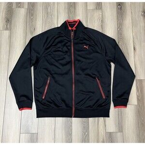 PUMA Dry Cell Black/Red Full Zip Track Jacket Mens Size XL Zip Pockets